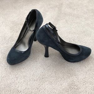 Audrey Brooke Navy Suede Heels
